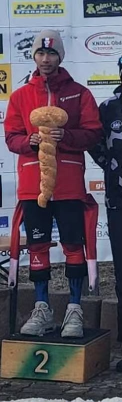 On a skiing podium
